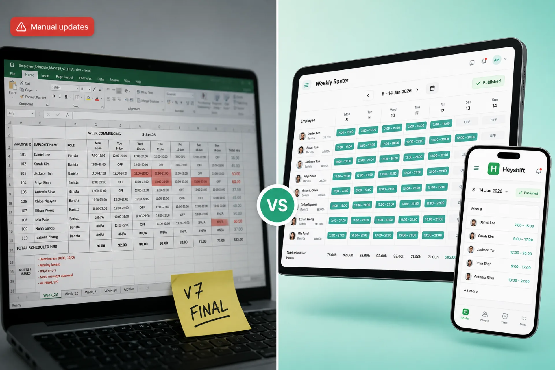 Workforce scheduling software vs Excel for growing businesses