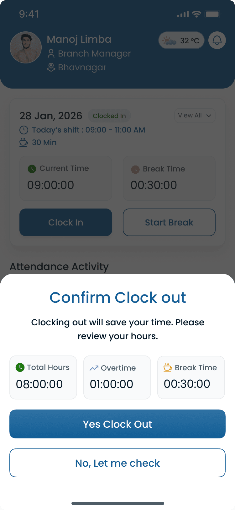 Overtime view on the Heyshift mobile app
