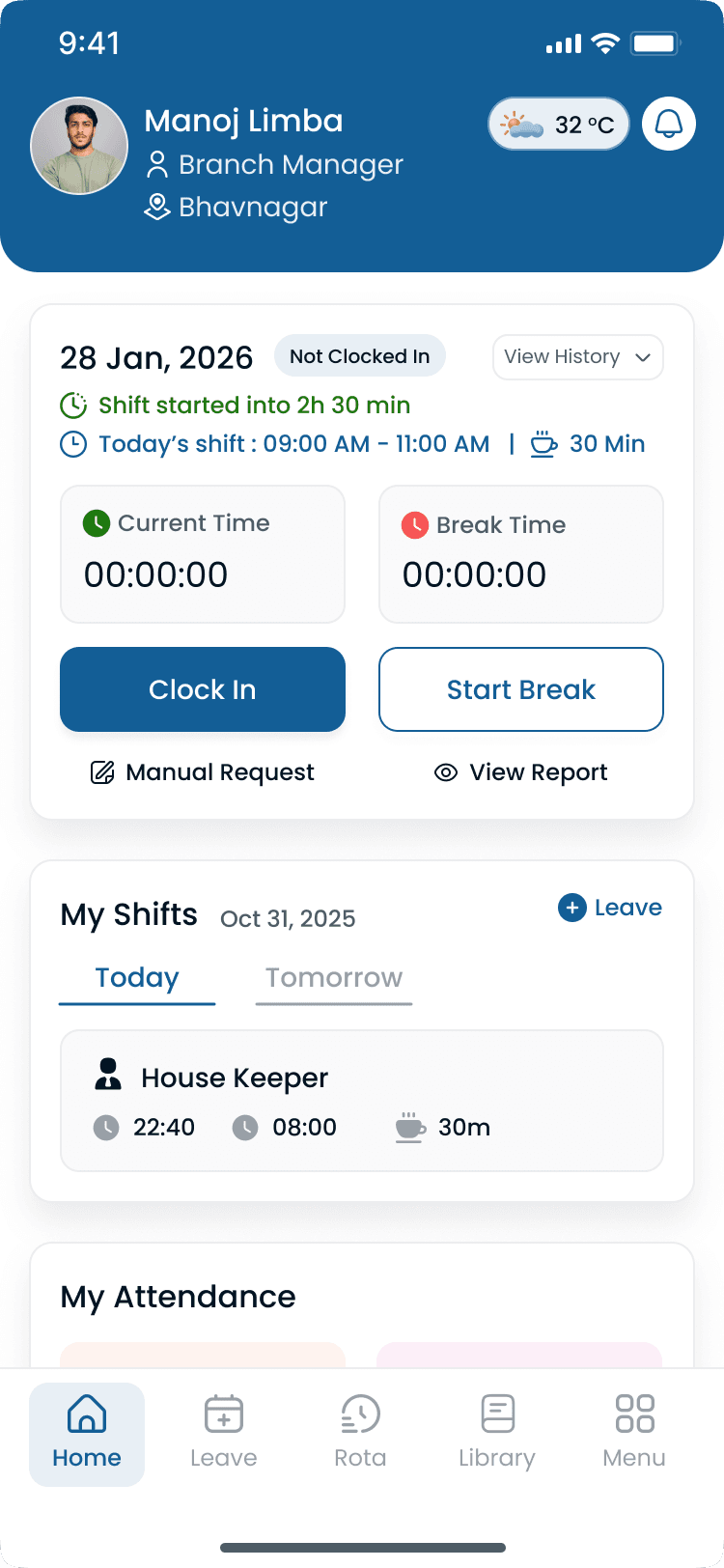 Staff not clocked in on the Heyshift mobile app