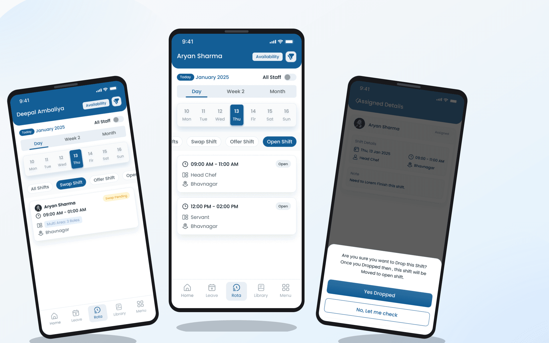 Heyshift mobile swap and open shift pickup flow with manager approval controls and eligibility checks.