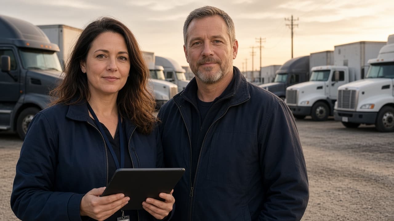 Transportation dispatcher and driver at a US truck yard