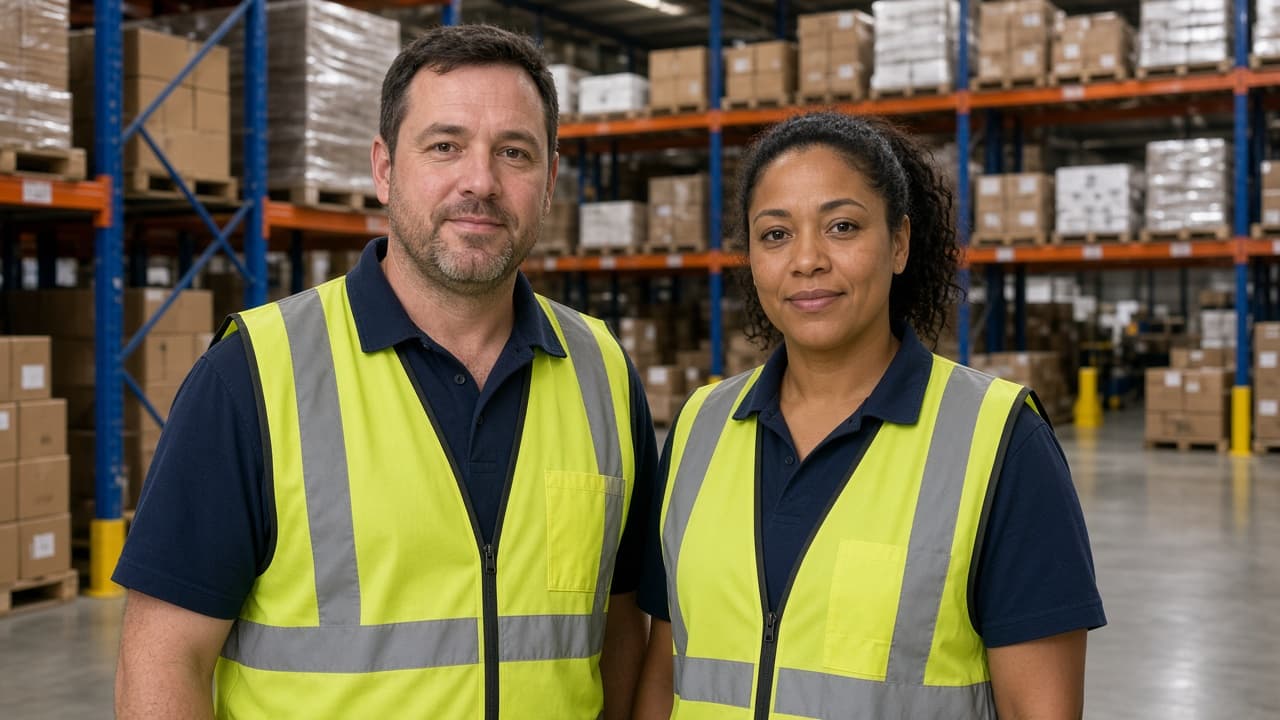 Warehouse associates on a US warehouse floor