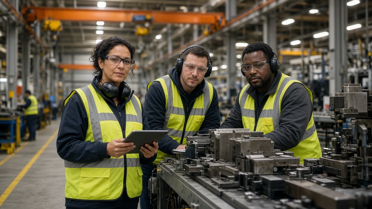 Supervisors and operators on a US discrete manufacturing production line