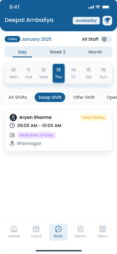 Shift bidding on mobile showing employees claiming available open shifts