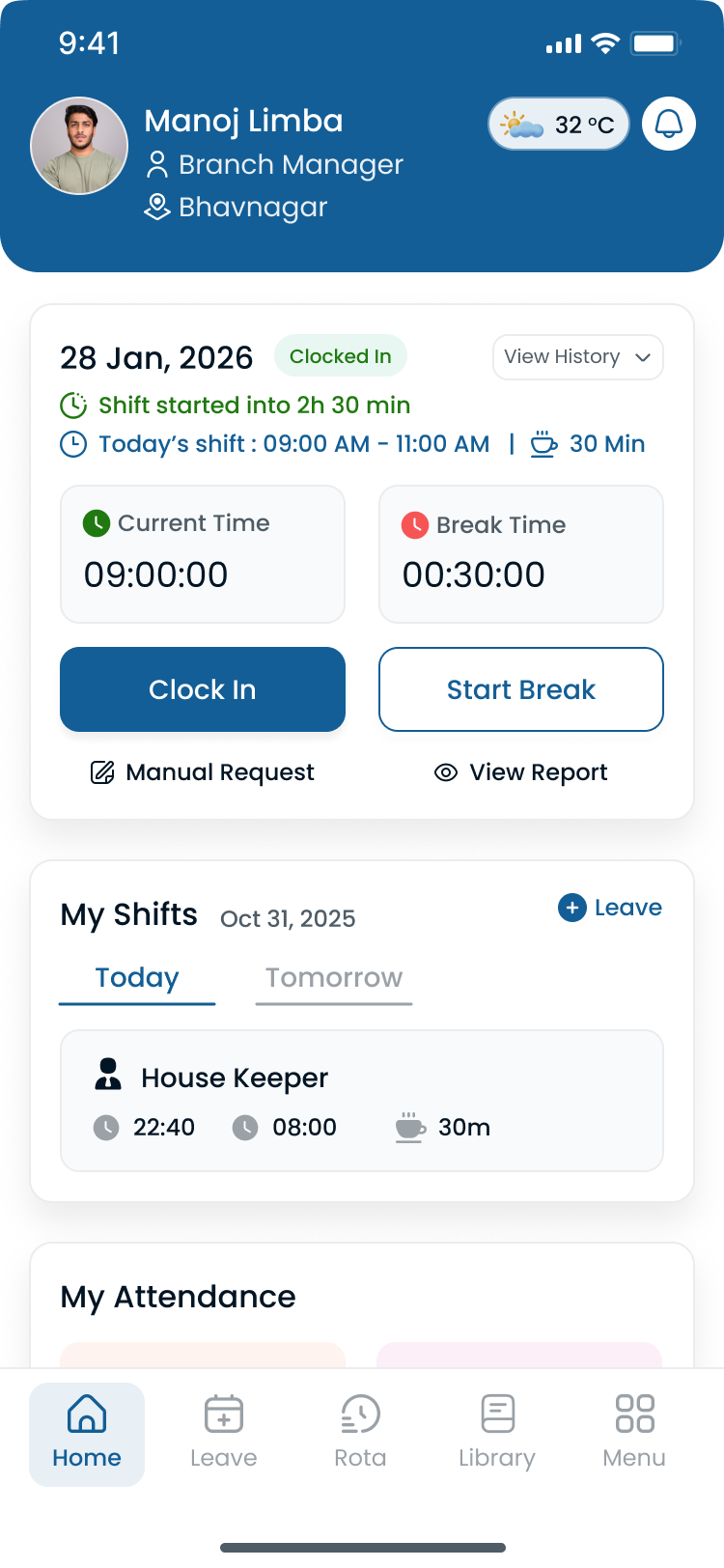 Employee attendance tracking from a mobile workforce app